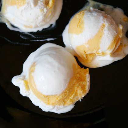 A perfect scoop. Mango Sticky Rice: one part fresh mango ‘scream, two parts coconut sticky rice ice cream.