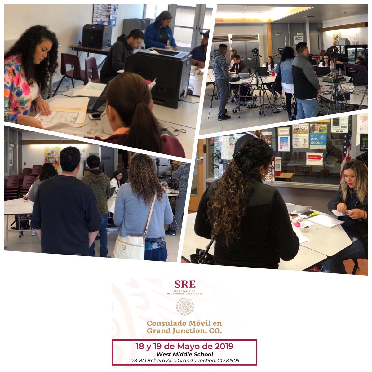 BereR_T's tweet photo. El personal de @ConsulMexDen inicia los trabajos del #ConsuladoMóvil en #GrandJunction para atender a nuestra comunidad en el occidente de #Colorado #ServiciosConsulares #ProtecciónConsular #ProgramasComunitarios https://t.co/qguA0XKu3X
