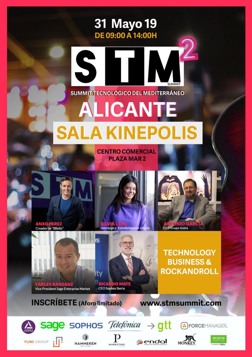 erchento's tweet photo. Qué ya lo sabéis?? Nooooo?!?!
Pues yo, os lo recuerdo u os aviso: #STM2, no te lo puedes perder en Alicante 31de Mayo #yosoystm #stmsummit #plazamar2 #Tecnología #Negocios #InteligenciaArtificial #rockandroll @GrupoAzeta @StmSummit
Inscríbete!!! Plazas limitadas!! https://t.co/8IysJHvHvg