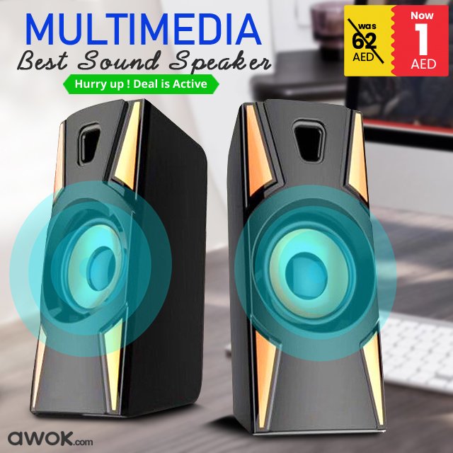 AWOKcom's tweet photo. *** SPECIAL PRICE OFFER***
AED 1/- only! Promo Price- Hurry Up!
Hotmai Best Sound 2.0 Multimedia Speaker
.
.
.
https://t.co/QRQRkVRLS6
#speaker #multimediaspeaker #awokcom https://t.co/5KiI68WBGc