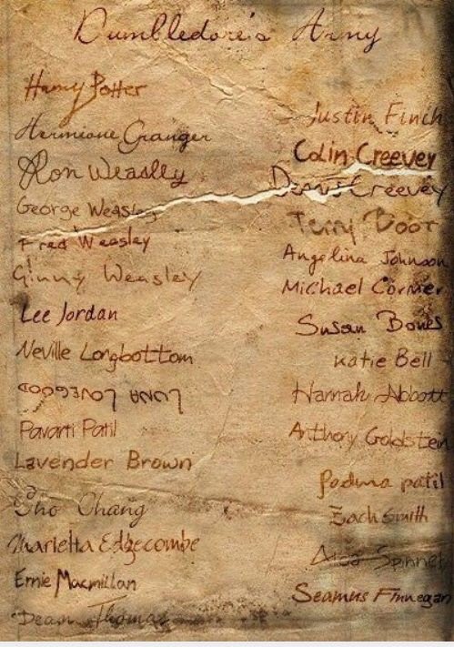 Harry_Potter_TM's tweet photo. La lista de “El ejército de Dumbledore” ⚡️ https://t.co/FnvGgWqelR