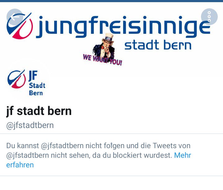 BizzarriPatrick's tweet photo. @a_gossweiler @Twitter @JungfreisinnBE In #AltstettenIst es auch üblich, für Parteien aus der Stadt #Bern zu stimmen. Ganz besonders, wenn man die Partei der Wahl beleidigt (#LieberQualZürcherAlsWahlBerner) und diese dann beleidigt reagiert. https://t.co/WtcM1EJqWJ