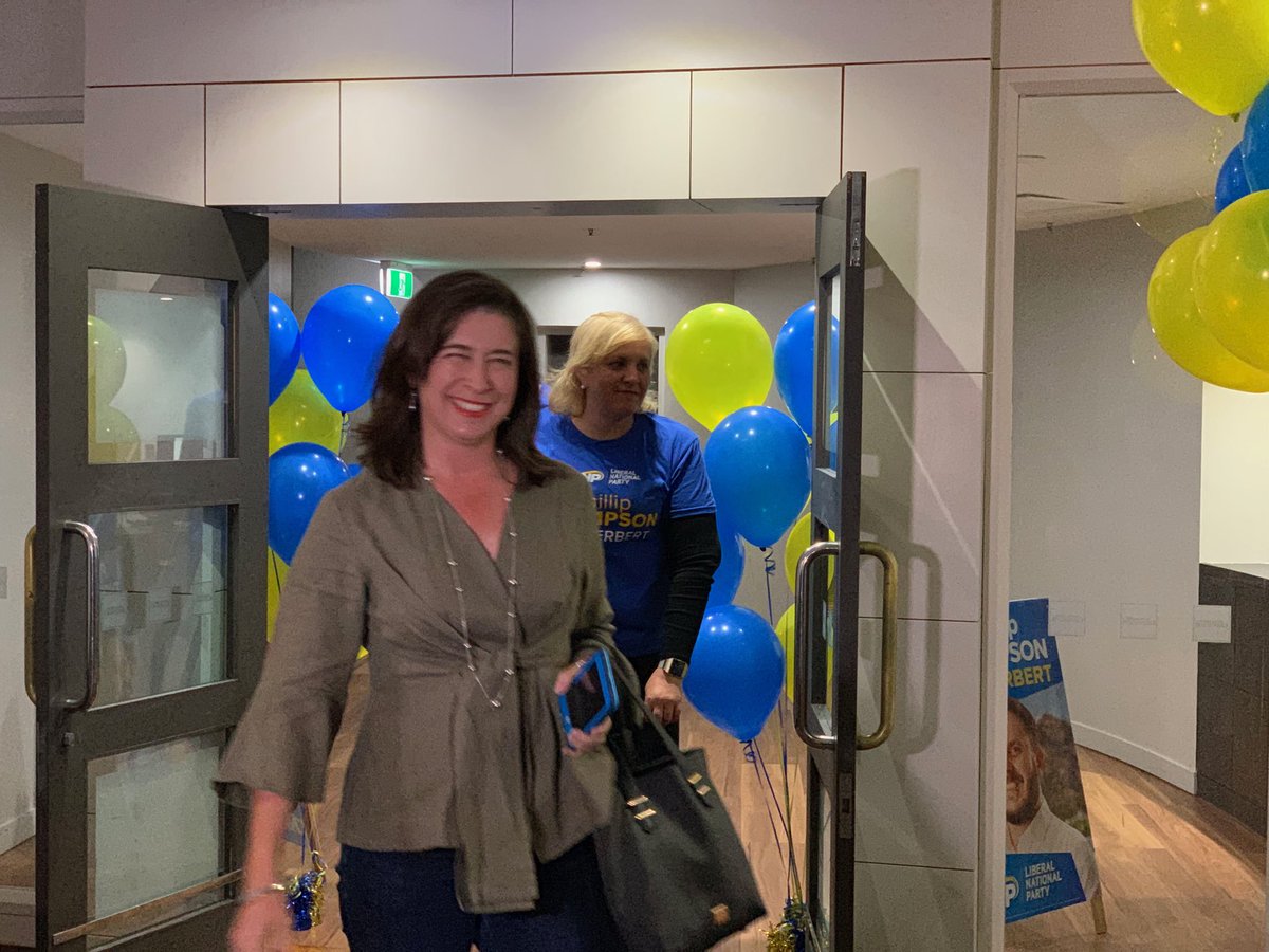 Susan McDonald LNP senate hopeful arrives at Phil Thompson election party all indications he will claim the seat in Herbert ⁦<a href="/abcnews/">ABC News</a>⁩