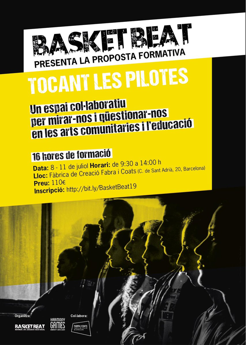 art_educ's tweet photo. FORMACIÓ: #basketbeat crea del 8 al 11 de juliol un espai formatiu d'aprenentatge col-laboratiu i d'aprenentatges amb metodologies de les #arts #comunitaries i de les arts com a eina educativa, social i política a @fabraicoats_fab . Podeu consultar a: https://t.co/rYmfgSRQcA https://t.co/Xtb6r3C2lX