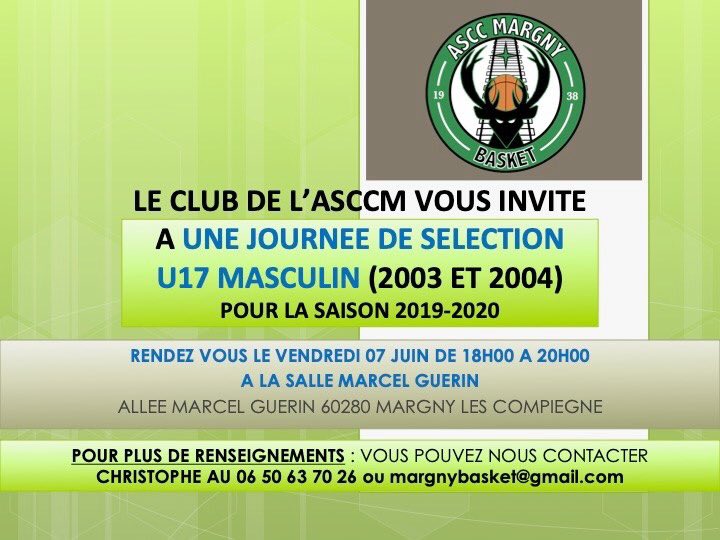 Tu es né en 2003 ou 2004 et tu recherches une nouvelle aventure ? Viens tenter ta chance lors de notre journée de détection ! #ASCCM #U17