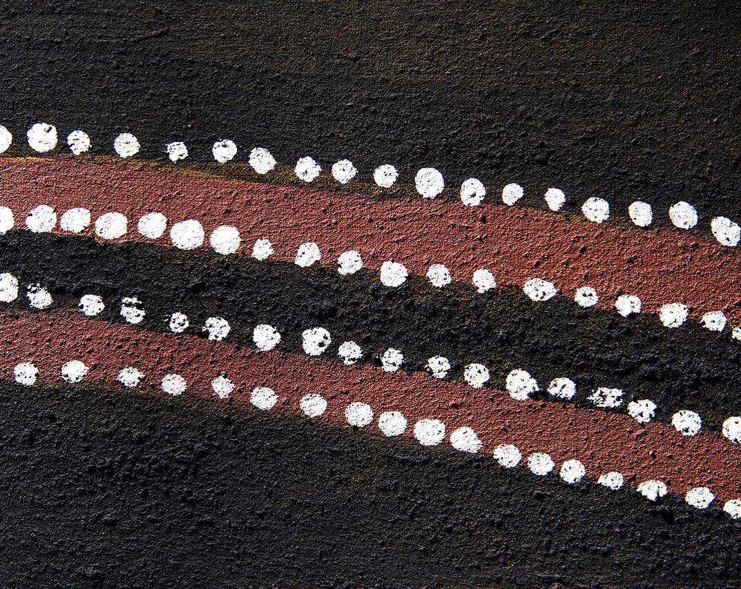 While waiting for our next exhibition "Before Time Began", we’ll   propose each week an artwork’s detail that you will be able to discover   from the 9th of June at <a href="/FondationOpale/">Fondation Opale</a> - World Dreaming, 1995 © Rover Thomas Joolama (c. 1926-1998), 60x80. Natural ochres on linen canvas