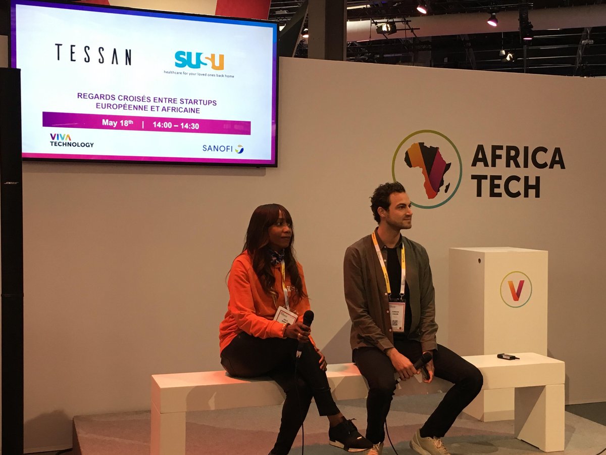 [📍#VivaTech I #AfricaTech] The conference 'Two-way perspective between europeans and africans startups' begins now with @BardetBola @Susucares and Jordan Cohen @Tessan_io!