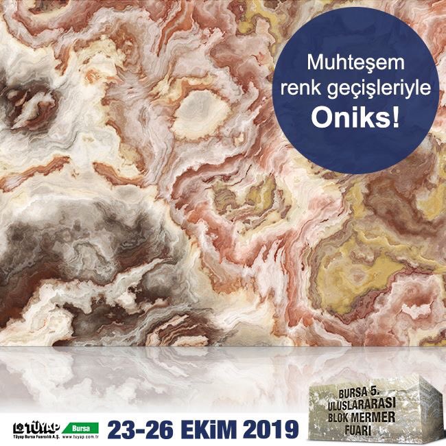 ozgecerensahin's tweet photo. Doğal taş sektöründe geniş bir yeri olan Oniks, kullanıldığı her alana farklılık katıyor.
#BlokMermerFuarı #BursaMarbleBlockFair #TüyapBursa https://t.co/6AgpncqLSV