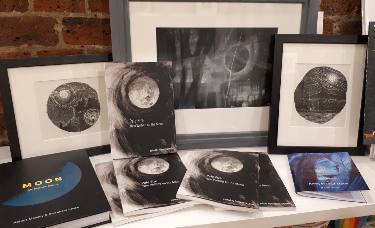 Pale Fire, a new Frogmore Press anthology of lunar poetry is now available <a href="/Skylarklewes/">Matt Birch</a> (downstairs at Needlemakers, Lewes) alongside other books and art inspired by the Moon. #independentbookshops