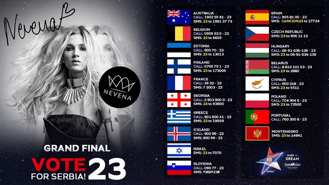 ZZeljko's tweet photo. Grand Final, tonight, vote 23 #SER #Eurovision #DareToDream https://t.co/oyvl5FcQ3t