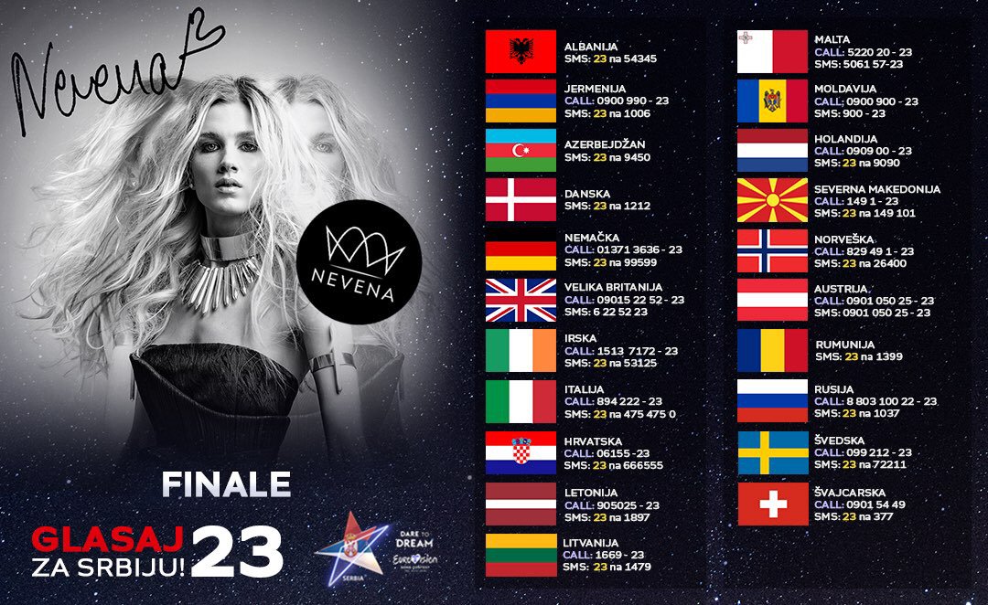 ZZeljko's tweet photo. Grand Final, tonight, vote 23 #SER #Eurovision #DareToDream https://t.co/oyvl5FcQ3t