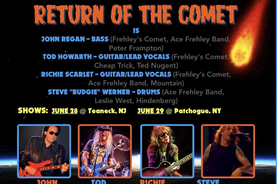 mike_brunn's tweet photo. Only one month until the next batch of Return of The Comet shows with @scarlet_richie @Slungslinger, John Regan and Steve Werner. Canโt wait!!
โGive It To Me Anywayโ from their first show: https://t.co/YuGpyygFd3
#returnofthecomet #frehely #89north https://t.co/iZi7D7vya2