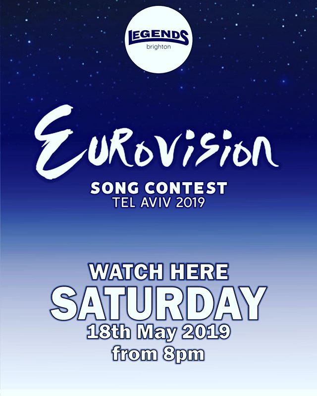 Don’t miss the watching party today for the Euro Vision 2019 arrive early to guarantee a seat! #legends #legendsbrighton #brighton #gayuk #gaybrighton #brighton #watchingparty #drinks #bestvenue #eurovision #eurovision2019 #eurovisionsongcontest #telaviv bit.ly/2W6jJ6k