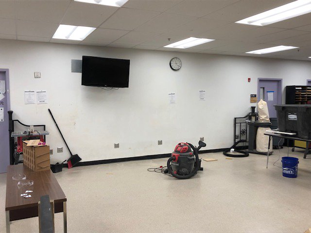 NiedermeyerSTEM's tweet photo. What do you do when you planned to be outside all of #STEMester2019 and it rains all day? You switch gears and start redesigning the @BR_STEM Foundry cutting area. https://t.co/eSDi45ypA1