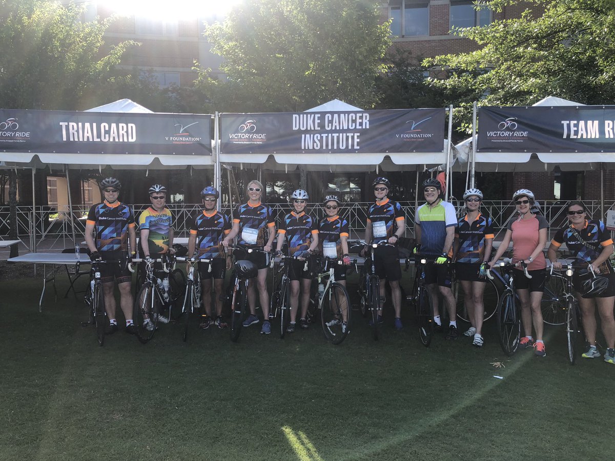 DukeGUCancer's tweet photo. We are ready for the #VictoryOverCancer 2019 ride! #TeamDCI #TeamEasyRiders https://t.co/MbK64jskFc
