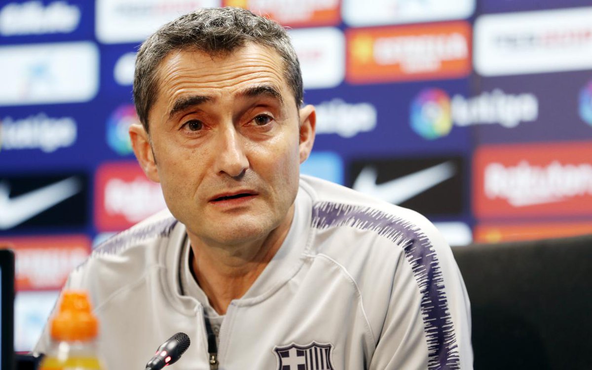 Ernesto Valverde, en sala de prensa (Foto: FCB).