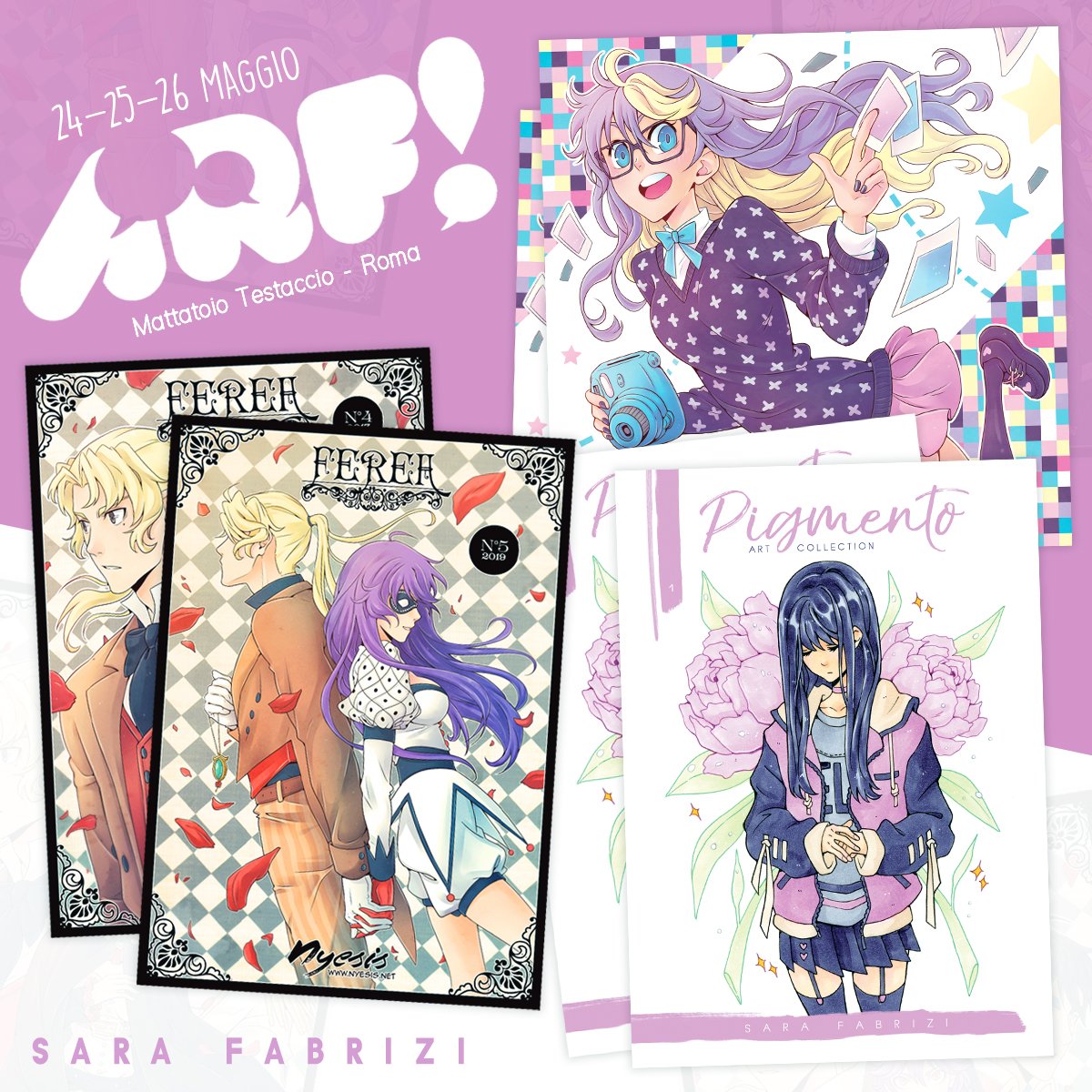 ? Sono feliciZZima di informarvi che il 24-25-26 Maggio sarò a Roma per l'ARF Festival! Mi troverete in Self Arf, ovviamente! ? Vi aspetto con tutti i numeri di Ferea, i miei Artbook, e tante stampine! <3 ✨ #ARF5 