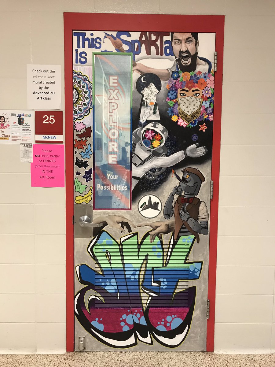JCDArtClub's tweet photo. Drum roll please.... π₯ I present to you the #advanced2d #door #mural #thatsawrap #whatatalentedgroupofkids #legacy https://t.co/ysqflniOD5