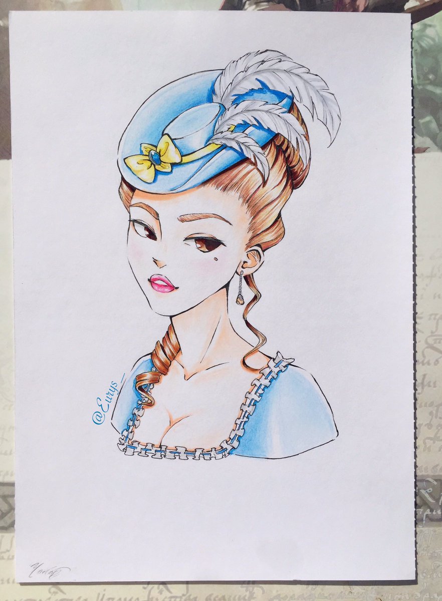 Participation in the #drawthisinyourstyle of @taratjah 💫

I let myself go, I like history so it was for me ! 

#artwithtaratjah #drawing #art #historicaldress #rococo #draw #fabercastell