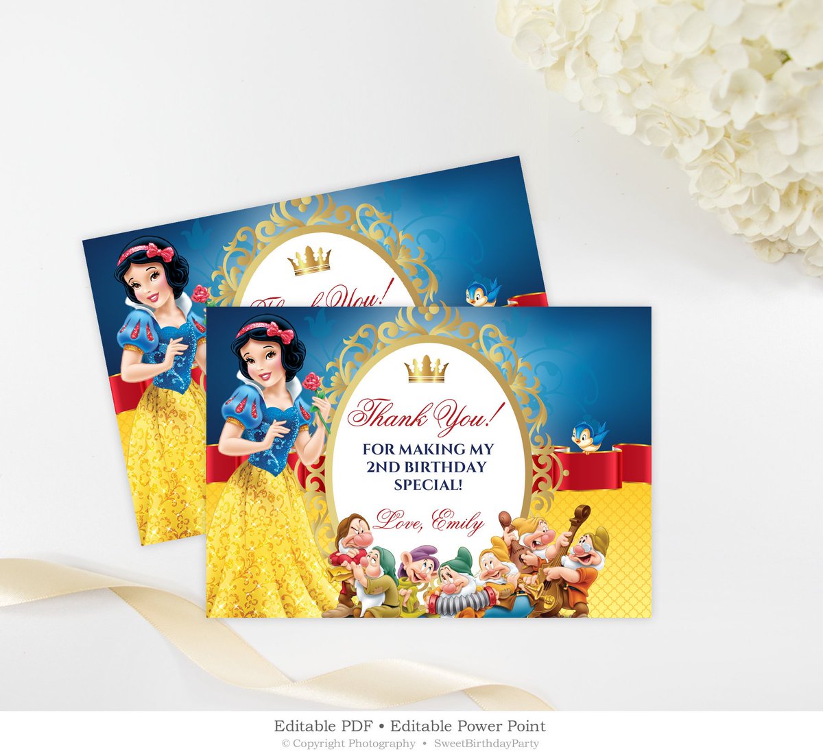 Violeta on Twitter: "Editable Birthday Thank You Card, Snow White Within Powerpoint Thank You Card Template