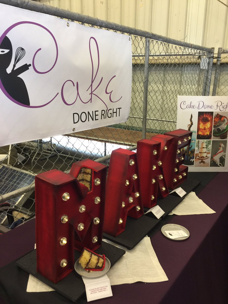 Jeffreycode42's tweet image. Make sign is made from real cake by cake done right @makerfaire