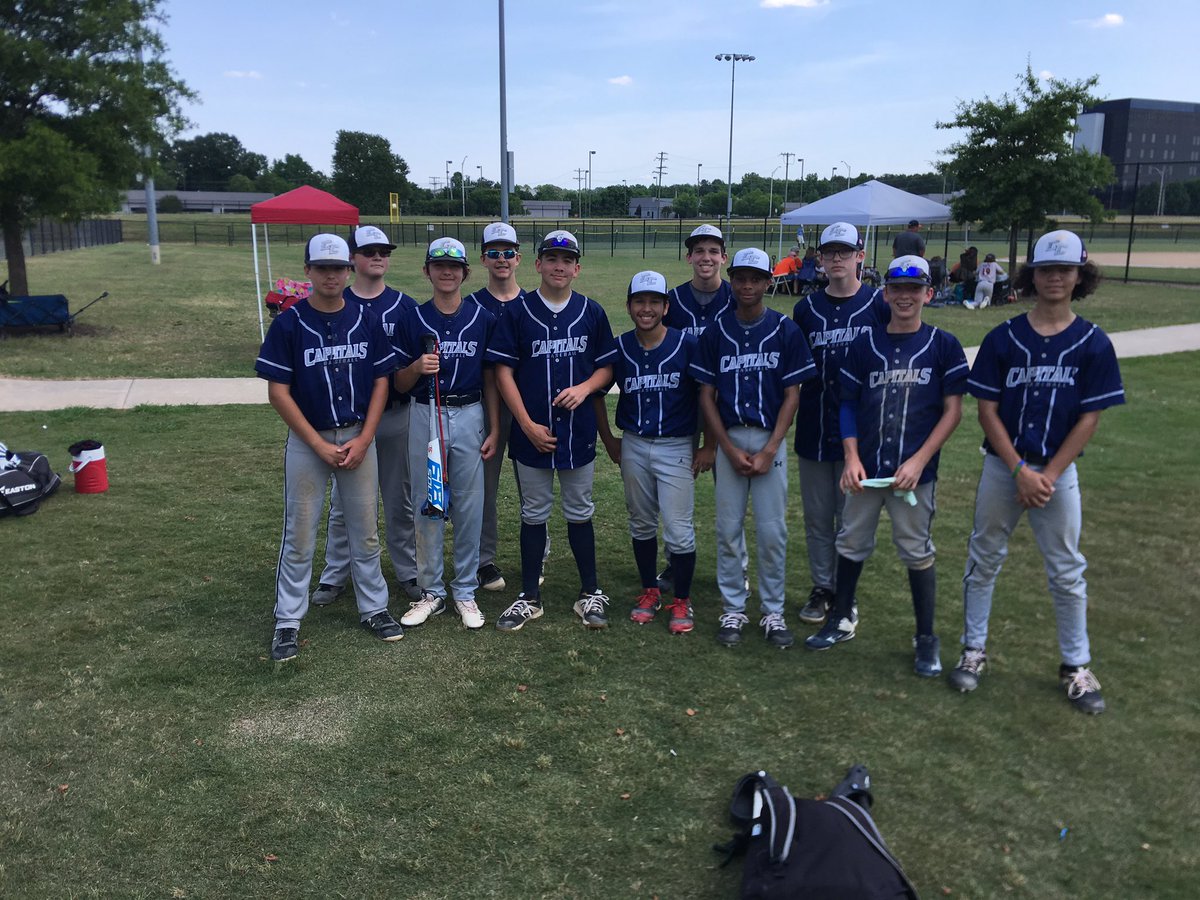 CapsBaseballNC's tweet photo. Capitals 14U win 14-4!

Matthew Pennington earned the win.

N. Morgan (1-2, 3B, 1 run, 2 RBI), R. Manning (1-2, 2 runs, 2 RBI, 1 BB), W. Turner (1-1, 2 RBI, 1 run, 2 BB), C. Ellington (1-1, 1 run, 1 RBI, 1 BB), Z. Bolster (1-1, 2 runs, 1 RBI, 2 BB), B. Tarpey (1-2, 2 runs, 1 BB) https://t.co/JleC01jmgW