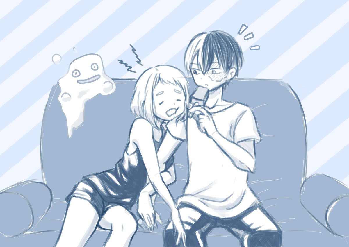 piyo_piyoko___'s tweet photo. 茶「なぁそのアイスくれへん？暑すぎて溶ける」 #轟茶 https://t.co/hoMH1QpEz5