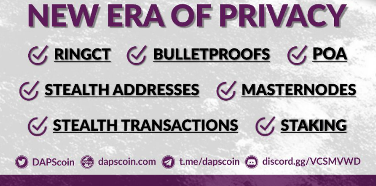 dutchcryptoboss's tweet photo. New era of #Privacy, read the $DAPS #whitepaper
https://t.co/uStinVYoqC

👌RingCT
👌Bulletproofs
👌PoA
👌Stealth Addresses
👌Masternodes
👌Stealth Transactions
👌Staking

Follow @DAPScoin
https://t.co/zfCkJpckk2

#DAPS #DAPSisComing #DAPScoin #blockchain #crypto #bitcoin #tech https://t.co/KM4e908VTb