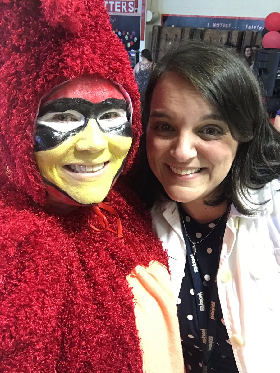 MrsSheffey's tweet photo. @BrantnerElem closing ceremony today and yours truly showed up in feathers.  #OneYearMatters https://t.co/xzIqzkYsKs