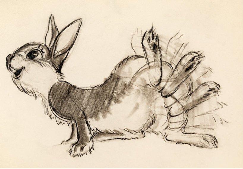 An early drawing of Thumper from Bambi by the great Marc Davis. 