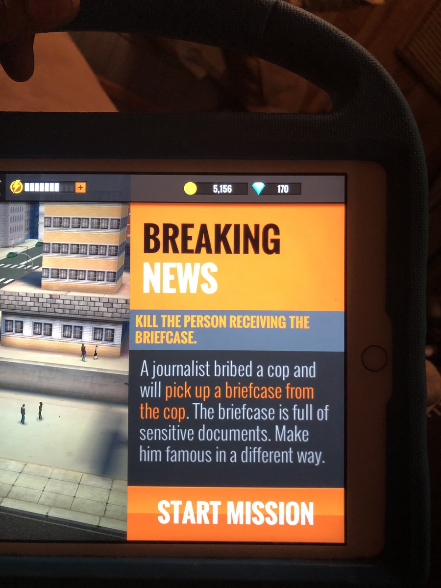 lostblackboy's tweet image. My nephew let me play an iPad shooting game with him. He chose the mission: It’s called “Breaking News,” and the objective is to shoot a journalist who just received documents from a police officer. 

The goal is to make the journalist “famous in a different way.”