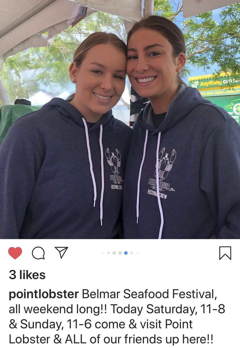 1njirishgirl's tweet photo. JERSEY GIRLS...BEST IN THE WORLD!!! Go see these pretties working hard serving up lobsta rolls at The Seafood Festival in Belmar all weekend @liz_capestro @katecapestro #proudmom #jerseygirls #Jerseyshore #hardworkers #pointlobster https://t.co/4aOYW9ghls