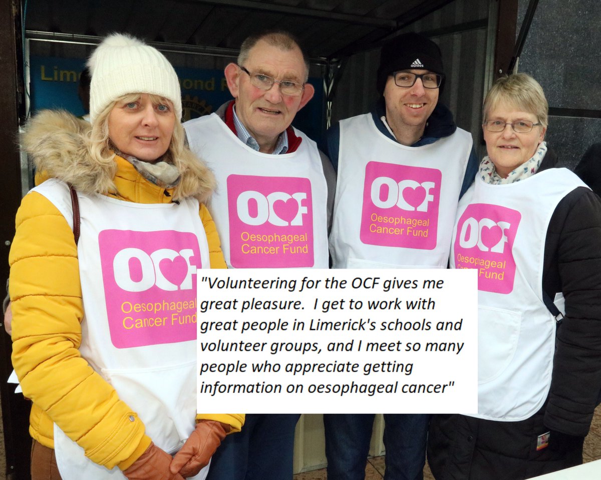 Meet Noel - one of our amazing volunteers! 'Volunteering for the OCF gives me great pleasure.  I get to work with great people in Limerick's schools and volunteer groups and I meet so many people who appreciate getting information on oesophageal cancer'
#NVW2019 #whyivolunteer