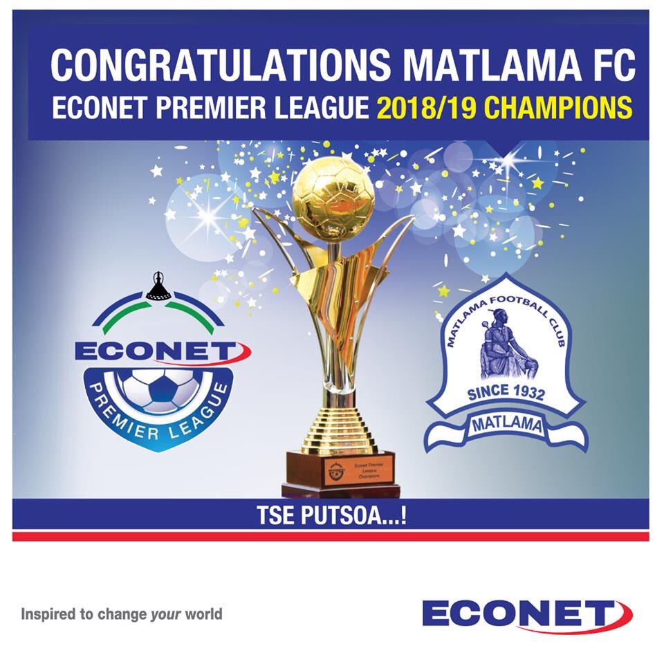 Congratulations 🎉🎉to the  Econet Premier League 2018/9 Champions MATLAMA FC who walk away with M500 000.00.  From the management and staff of Econet Telecom Lesotho🎊🎊
Tse Putsoa eee...

#Econet #Lesotho