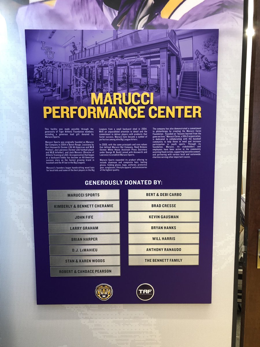 Thank you to Kurt Ainsworth, <a href="/MarucciSports/">Marucci</a> and all our donors to make this new baseball weight room and pro player locker room a reality!