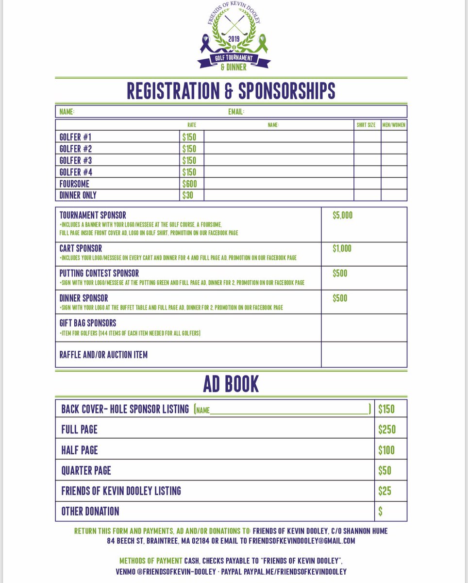 My brother Kevin Dooley passed away in March from pancreatic and liver cancer. Join us for a Golf Tournament fundraiser June 13th at Braintree Municipal Golf