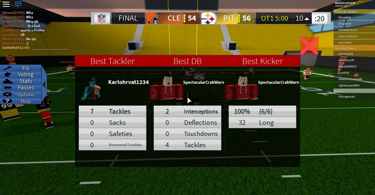 Karlohrvat1's tweet photo. I played with guy who maked the song I think. Not sure but he is so good at the game. They had like 17 points and almost won agaist as. AYEEEEE I'm best tackler. #Roblox #LegendaryFootball #FazeUp https://t.co/1urbLvsQlj
