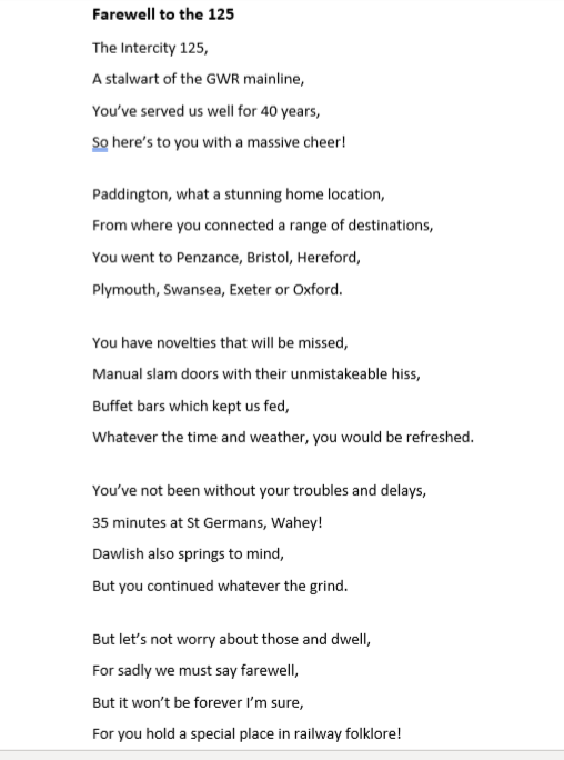 lovesrailways's tweet photo. As the @GWRHelp HSTs prepare to leave Paddington for the last time, thought I'd share a little poem that I wrote about them. Don't be sad they're gone, be happy that they were here! #FarewellHST #LastoftheHSTs https://t.co/WTNHs73k2b