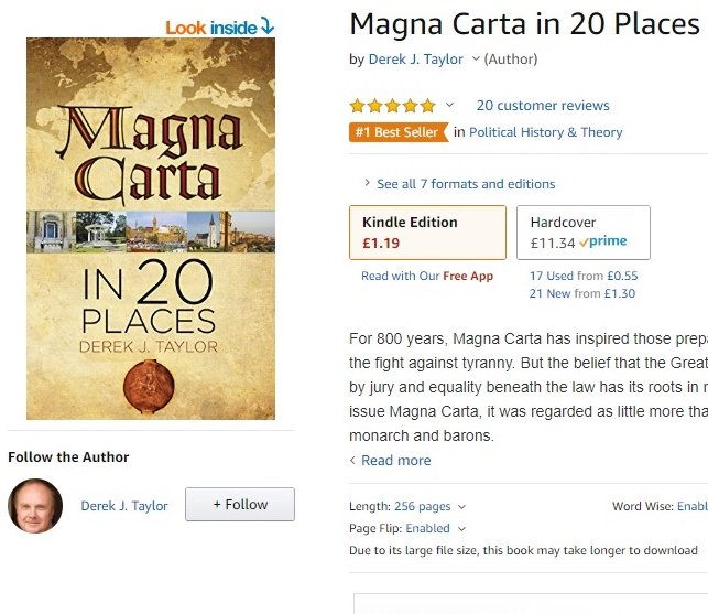 Just got exciting news. *#MagnaCarta in 20 Places* has topped Amazon Best Seller list for political history!