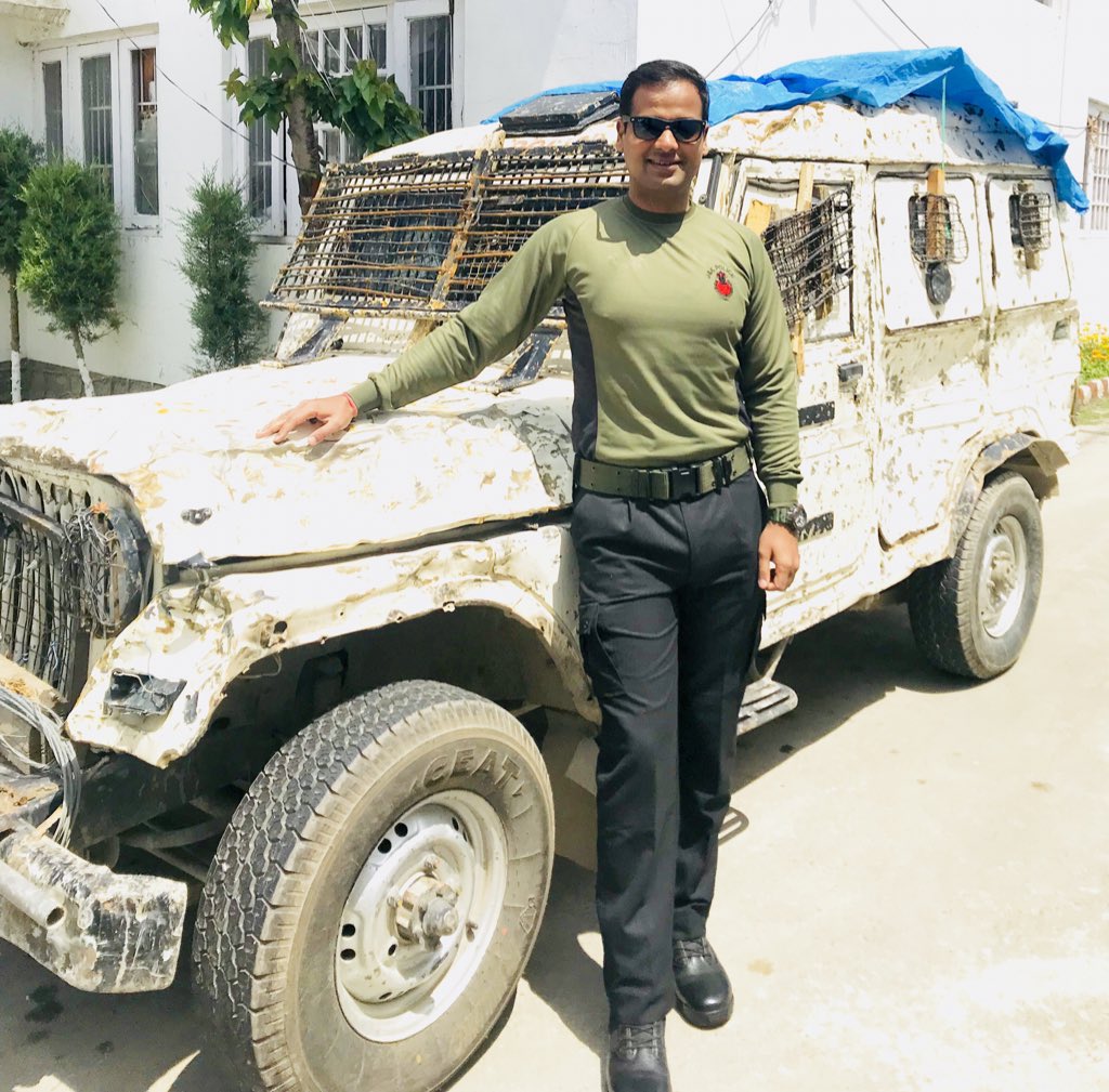Our trophy. It takes Stones , bricks, petrol bombs, grenades, live fire, pipes, fruit carts, rods, and what not . The Rakshak vehicle is a true companion of the JKP.