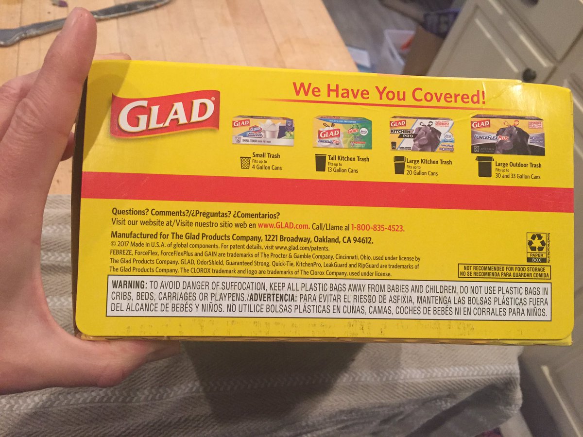 rlthompson08's tweet photo. @gladproducts Please label any artificial scent on your products!! I intentionally bought the product that did not list added Gain or perfume and was hit with an eye watering scent when I opened the first bag. Some of us don’t want those additional toxins in our homes!! https://t.co/HTWuzg3Pro