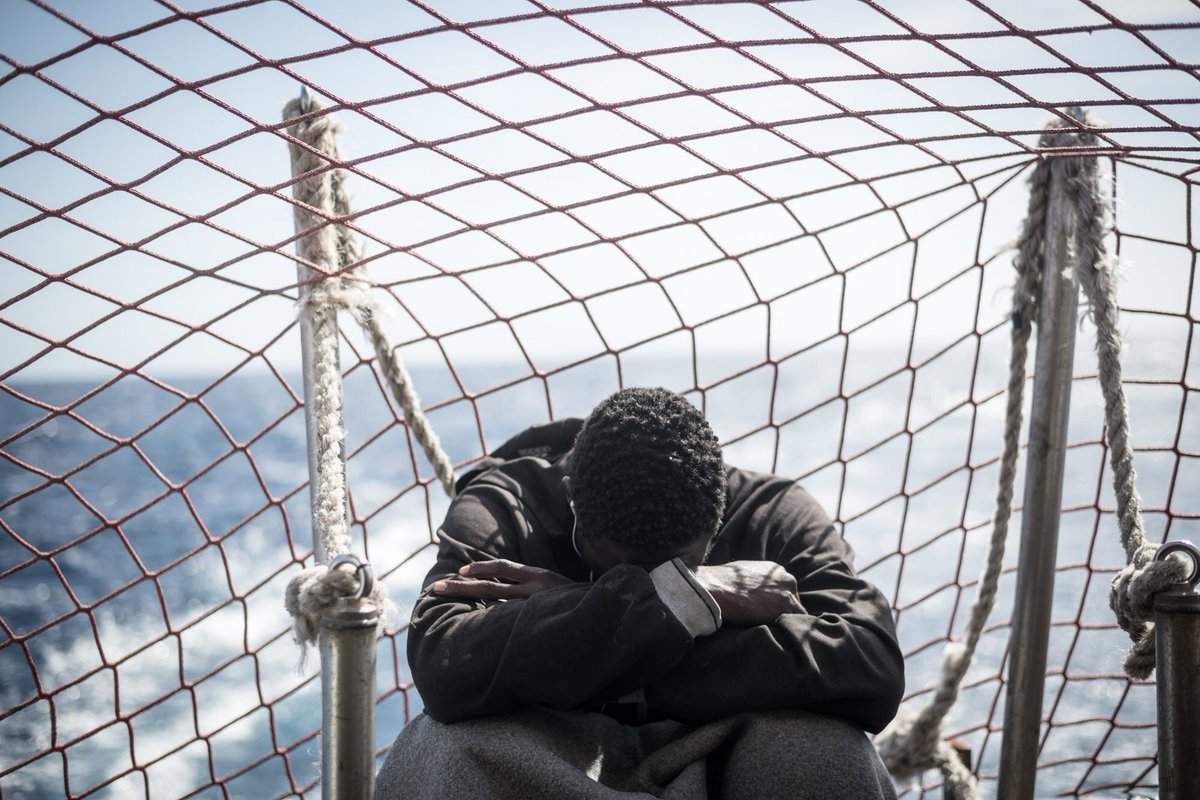seawatch_intl's tweet photo. 🔴 #SeaWatch3 anchored near #Lampedusa in state of emergency! Since yesterday's irresponsible partial evacuation, the guests’ psychological state deteriorated rapidly. Sea-Watch urges for the right to a port of safety for ALL its guests and awaits instruction #DefendSolidarity https://t.co/del56XbPFM