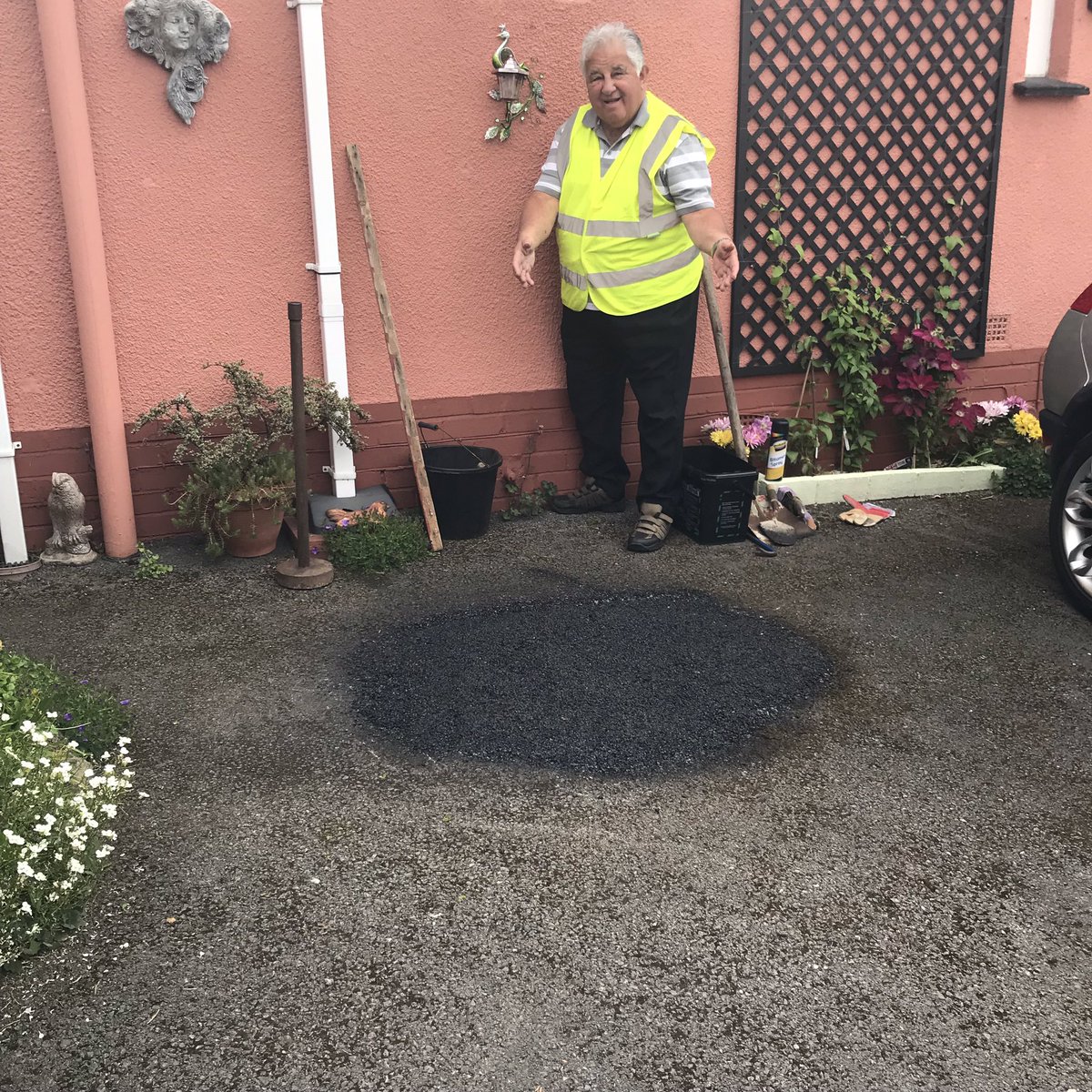 Despite losing his Teignbridge District Council seat and his wife of over 50 years just before the election Reg is still out repairing pot holes for those who need it. A true Conservative in action