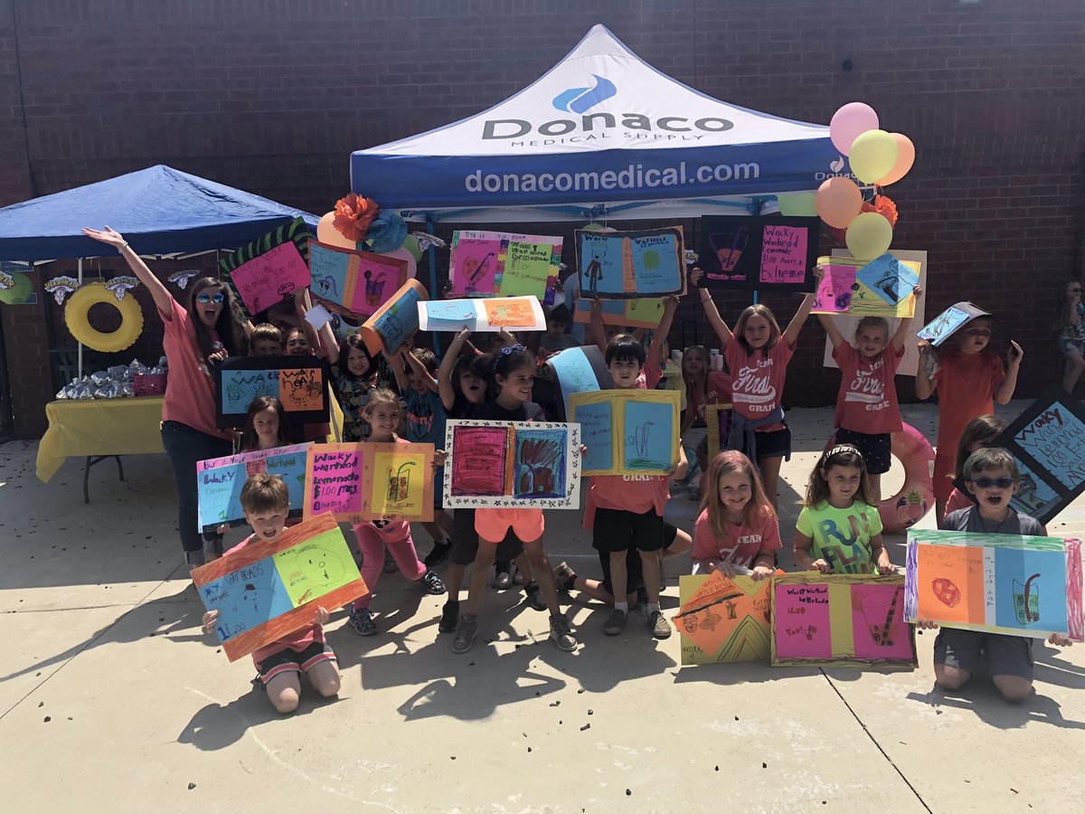 Lemonade Wars was a success - Come and get your WaCkY wArHeAd LeMoNaDe from the cutest firsties in the world 🥤🍬💕☀️ <a href="/CherokeeSchools/">Cherokee Co. Schools</a> <a href="/SixesES/">Sixes Elementary</a>