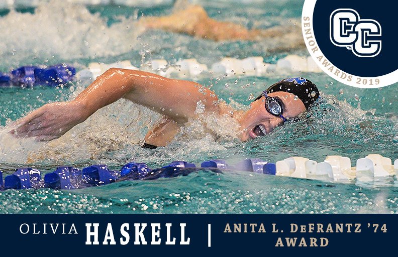 CamelAthletics's tweet photo. Olivia Haskell of @CONNswimteam has received the Anita L. DeFrantz '74 Award for athletic excellence.
#CamelPride #ConnColl2019 🐪 https://t.co/q0GTzfvFVw