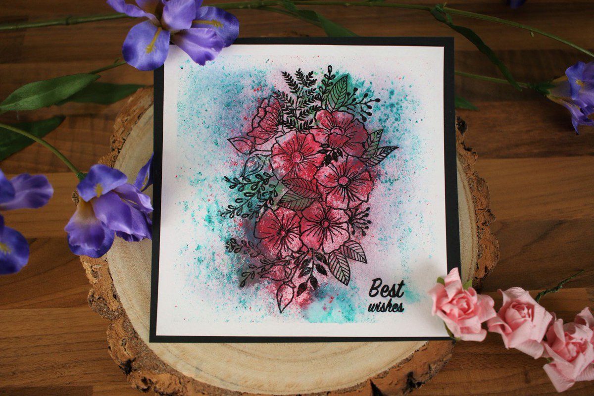 hobbybaseuk's tweet photo. Our very own James made another card Live on our Facebook Craft Along recently, and here it is! He used stamps to make the background and then embossing powder and shimmer shakers to colour the image. https://t.co/6hkVYNJCbW