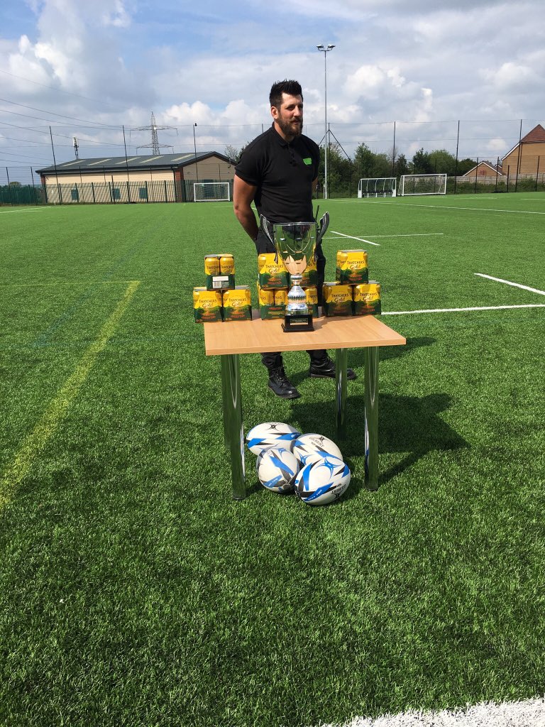 LockleazeSport's tweet photo. @roblangers &amp; @mrdixonjr preparing to hand out The Sandy Mitchell Cup today at the LSC 7s, Congratulations to @ADOB_RFC for winning the Sandy Mitchell Cup  beating @UWERUGBY in a well contested final, &amp; to @cliftonrugby on winning the cider cup https://t.co/FfLRxcKonf