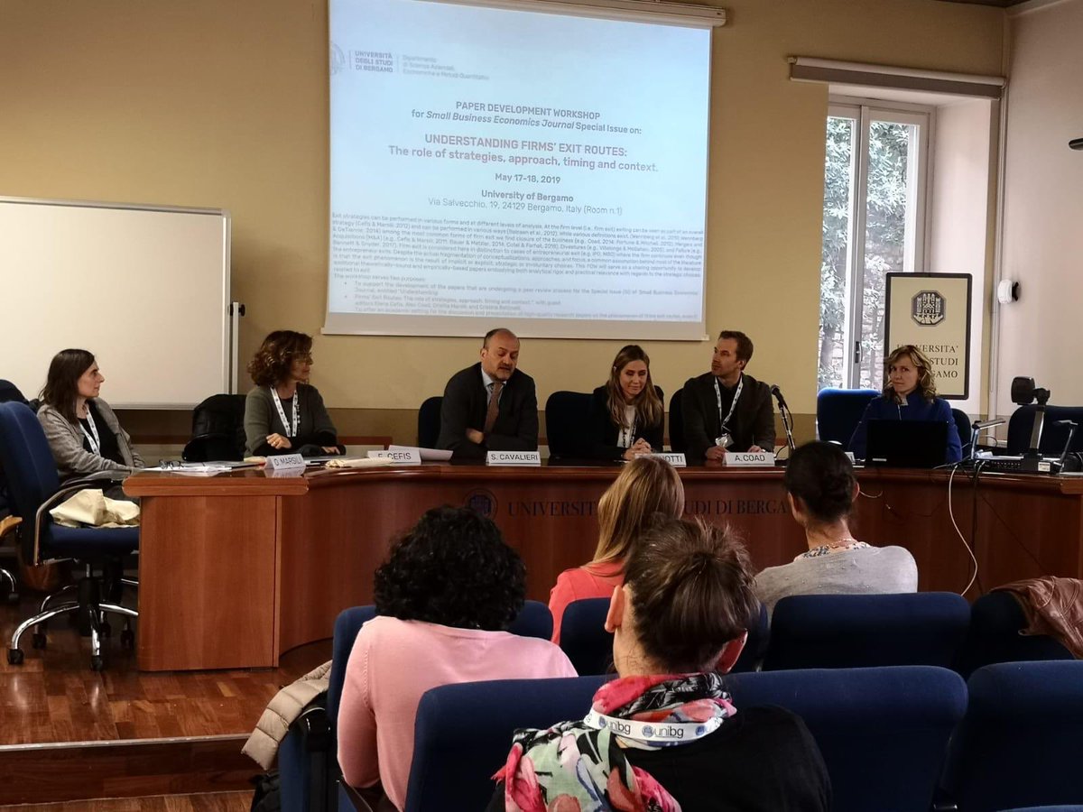ElenaCefis's tweet photo. Very interesting presentations and stimulating discussions at the PDW for the Special Issue on @SBEJournal on “Understanding #Firms’ #Exit  #Routes” at @Unibg. Thanks to all participants! https://t.co/gJ3jLWyTg5
