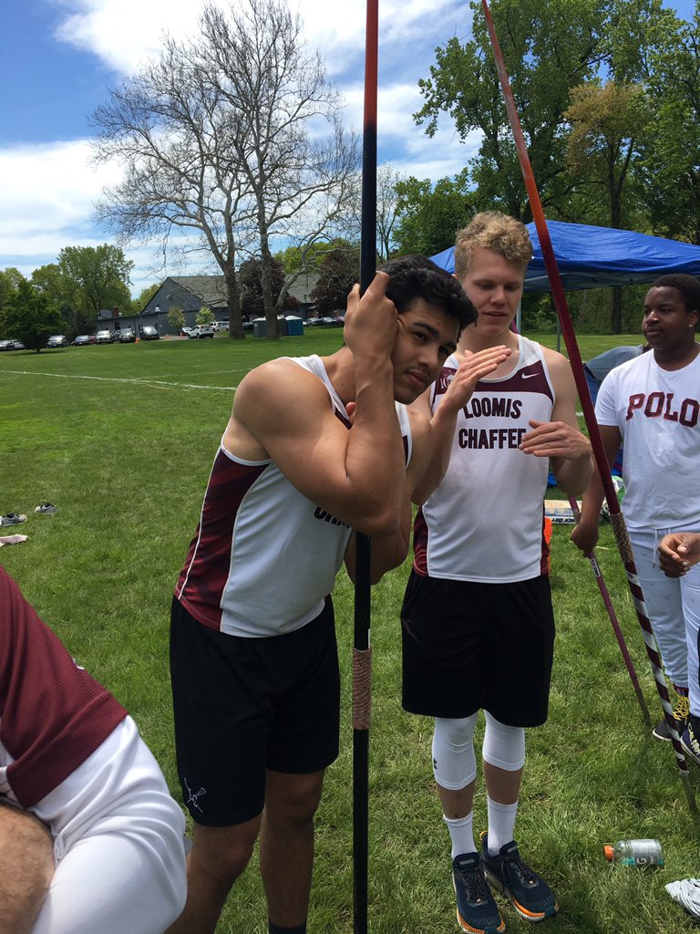 LC_Boys_Track's tweet photo. Although the event is not over, Captain Delgado broke his own school record in the trials at 180โ 0โ and teammate Zunino threw a PR (and varsity mark!) of 124โ 5โ @LoomisAthletics #WelcomeToVarsity #RecordsFall https://t.co/CiDre6dV3W