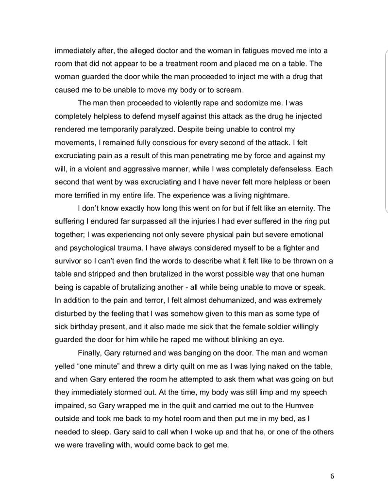 Ashley Massaro recently died. Her affadavit when she sued WWE includes her being encouraged by Vince McMahon not to report that she was drugged and raped by US military staff while on tour in Kuwait. Content warning - this is sickening reading. (1/2)